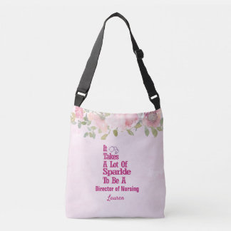 Ajustable Sac Crossbody Pink Floral DON Nurse Personnalisé