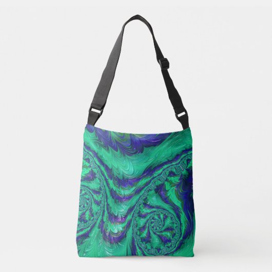 Ajustable Sac d'épaule liquide de rayure de fractale de vert (Devant)