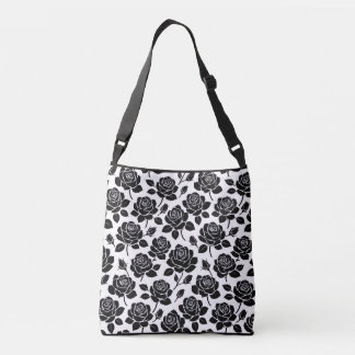 Ajustable Sac fourre-tout à impression de rose florale noire