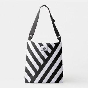 Ajustable Sac fourre-tout à monogramme rayé noir et blanc