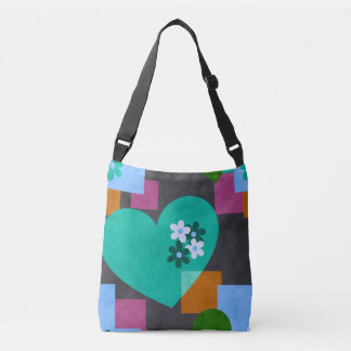 Ajustable sac fourre-tout abstrait cœur, floral géométrique,