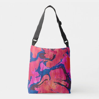 Ajustable Sac fourre-tout abstrait de style Ebru bleu rouge