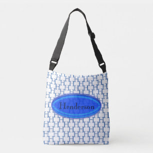 Ajustable Sac fourre-tout (ao) - Plaque bleue et initiale