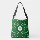 Ajustable Sac fourre-tout de monogramme Emerald Green Flower (Devant)