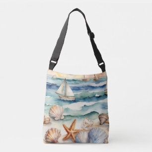 Ajustable Sac fourre-tout de plage étoile de mer coquillages