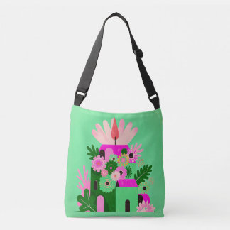 Ajustable Sac fourre-tout Maison Florale Verte