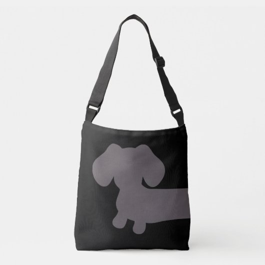 Ajustable Sac fourre-tout noir et gris à teckel (Devant)
