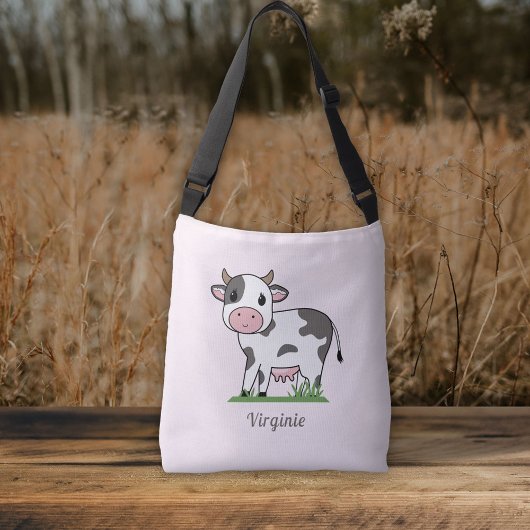 Ajustable Sac fourre-tout rose croisé avec une jolie vache