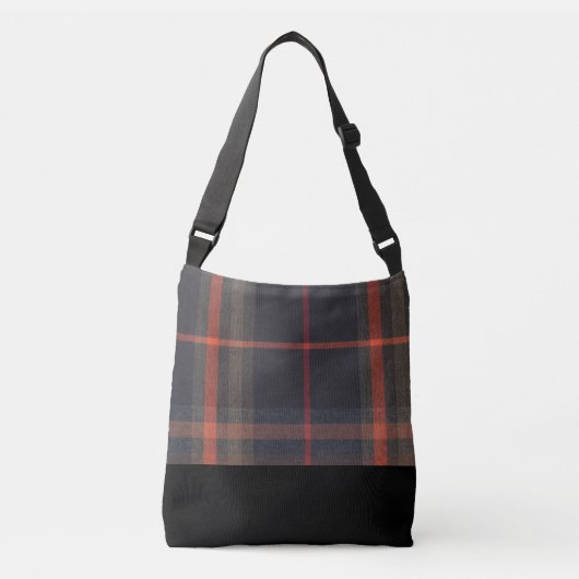Ajustable Sac fourre-tout transversal tartan et noir (Devant)