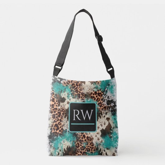 Ajustable Sac fourre-tout Turquoise Empreinte de léopard de (Devant)