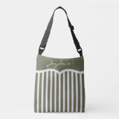 Ajustable Sac Monogrammé à Rayures Vert Olive (Devant)