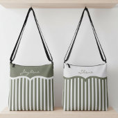 Ajustable Sac Monogrammé à Rayures Vert Olive