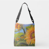 Ajustable Sac transversal tournesol avec logo noir (Devant)