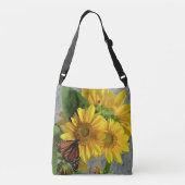 Ajustable Sac transversal tournesol et papillon monarque (Dos)