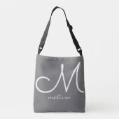 Ajustable son sac fourre-tout gris avec nom et initiale (Dos)