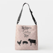 Ajustable Soyez aimable avec CHAQUE sac crossbody végétalien (Dos)