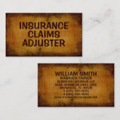 Ajusteur de sinistres d'assurance Carte de visite  (Devant / Derrière)