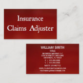 Ajusteur des sinistres d'assurance Carte de visite (Devant / Derrière)