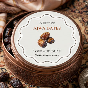 Ajwa-dates Islamitisch Hajj-cadeau Ronde sticker