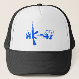 AK-47 AKM Aanvalsgeweer Logo Blue.png Trucker Pet