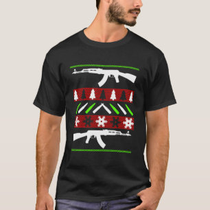 AK 47 Geweer Lelijke Kersttrui Funny Pistool Lang T-shirt
