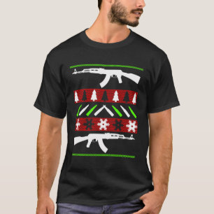 AK 47 Geweer Lelijke Kersttrui Funny Pistool Lang T-shirt
