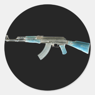 AK-47 Negatief Blauw Ronde Sticker
