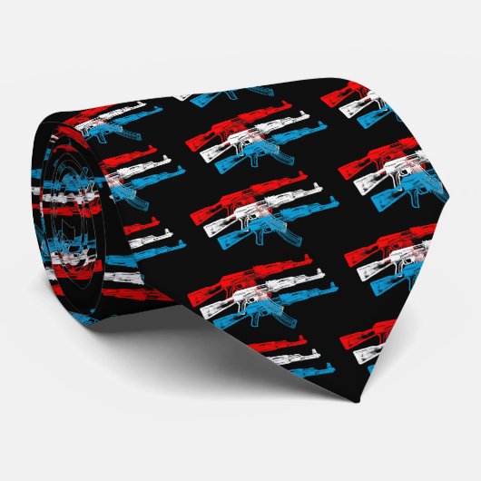 AK 47, rood, wit en blauw Stropdas (Opgerold)