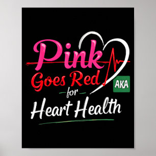 Aka Roze Gaat Rood Hartgezondheidsbewustzijn Kostu Poster
