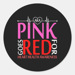 AKA roze gaat rood voor de gezondheid van het hart Ronde Sticker