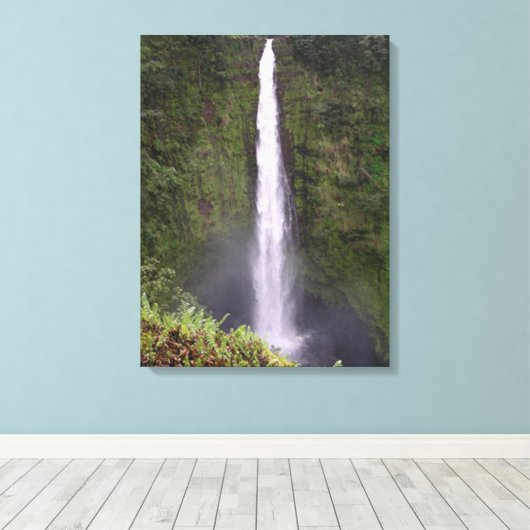 Akaka Herfsten Waterval in Hawaï Canvas Afdruk (Insitu (Houten vloer))