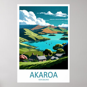 Akaroa Vintage Reisposter Ski Nationaal Park Poster