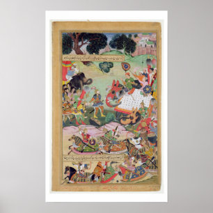 Akbar ontvangt de vaten en standaarden die zijn va poster