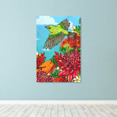 Akepa O' Hawaii 24x36 Large Canvas Art Print (Insitu (Houten vloer))