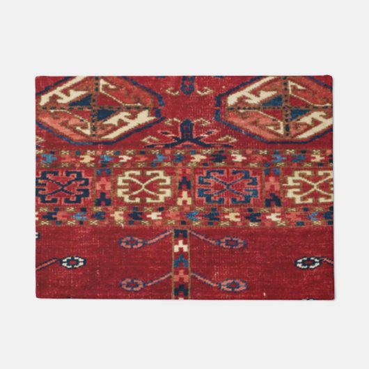 Akhal Oasis Red Band Blue Star Medallion  Deurmat (Voorkant)