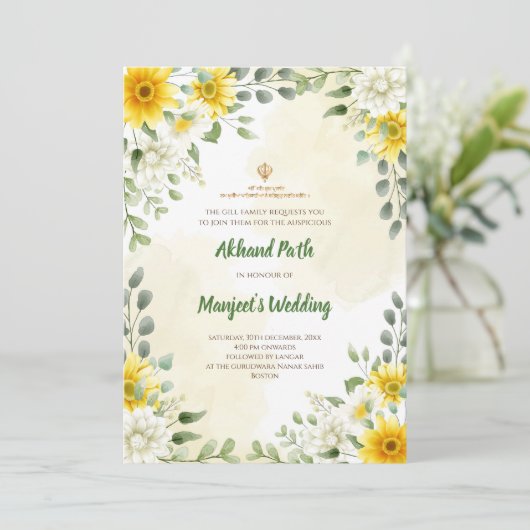 Akhand Path uitnodiging & Digitaal Sukhmani pad (Staand voorkant)