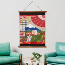 AKI Chow Wood Topped wandtapijt Hangend Wandkleed