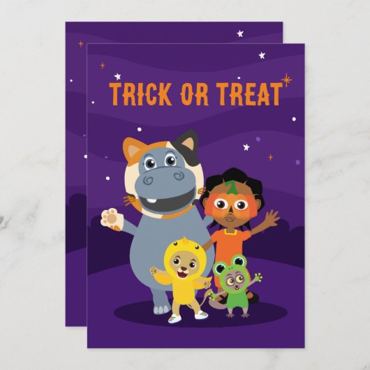 Akili en Me Halloween uitnodigingen (Voorkant / Achterkant)