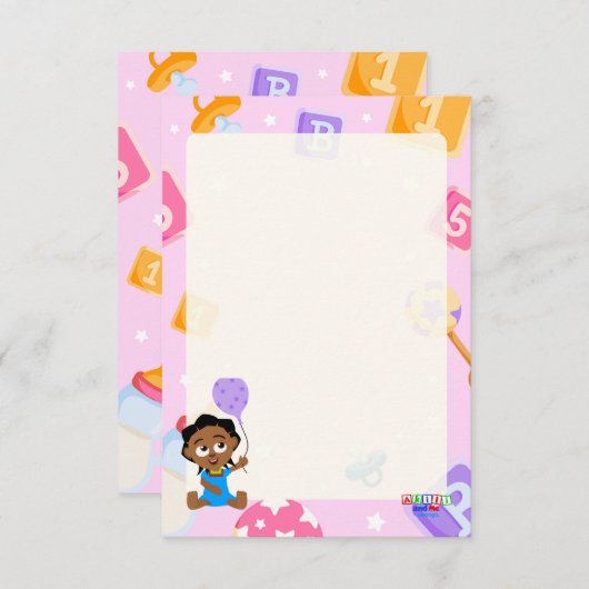 Akili en mij Baby shower Informatiekaartje (Voorkant / Achterkant)