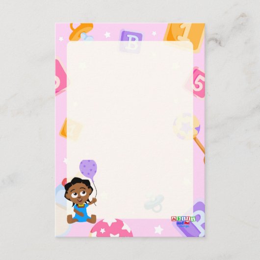 Akili en mij Baby shower Informatiekaartje (Voorkant)