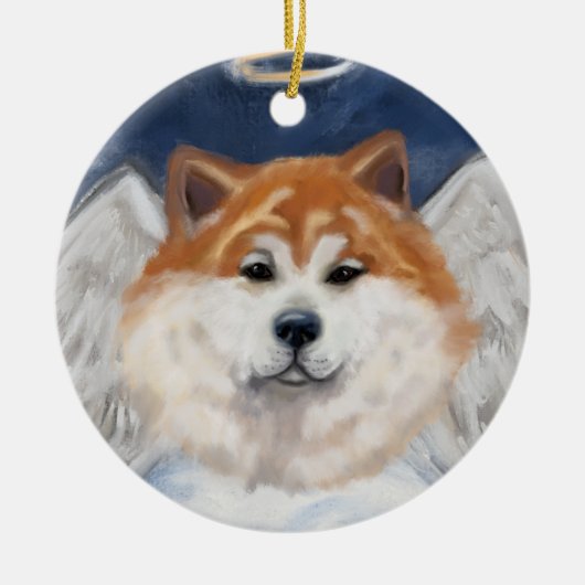 Akita Angel Keramisch Ornament (Voorkant)