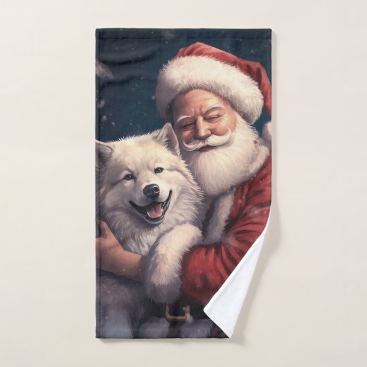 Akita avec Noël du Père Noël (Serviette à main)