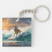 Akita Beach Surfing Schilderen Sleutelhanger (Achterkant)