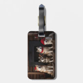 Akita bij de open haard Kerstmis Bagagelabel (Achterkant verticaal)