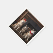 Akita bij de open haard Kerstmis Servet (Hoek)