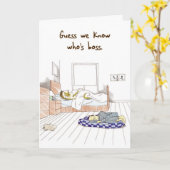 Akita Bossy Dog - Drôle carte d'anniversaire (Fleur jaune)