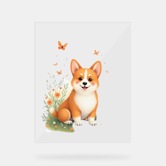 Akita Chien avec Fleur et T-shirt Papillon (Recto)