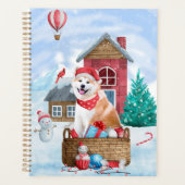 Akita Chien dans la neige Maison de Chien de Noël (Devant)