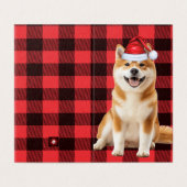 Akita Christmas Dog with Holiday Red Buffalo Plaid (Outside Unfolded)