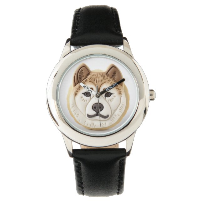 Akita Dog 3D geïnspireerd Horloge (Voorkant)